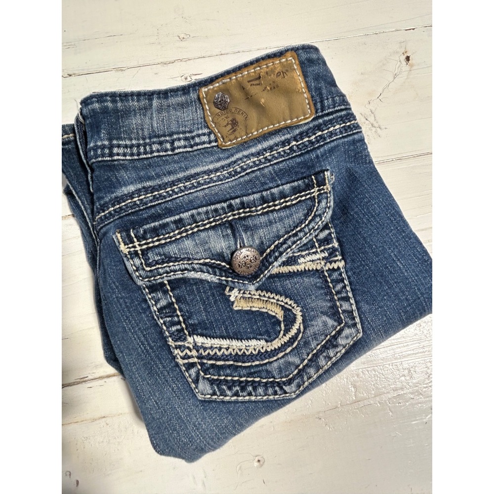 Silver Jeans Co Suki Surplus W29 L32‎ Medium Wash Bootcut Denim Contrast Stitch